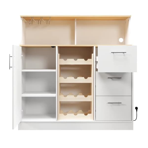 Sideboard - Barskåp - Vinställ - Glashållare - Flerskiktsförvaring - MDF - Monteras - Vit