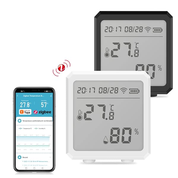Zigbee temperatur- och luftfuktighetssensor - TH01Z trådlös termometer hygrometer - Tuya app - LCD skärm - smart hem - vit