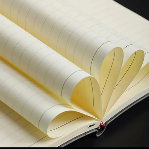 Notesbog A5 - Læder Notesbog - 160 Linjerede Sider - Journal & Dagbog - Til Kontor & Studier - Blå