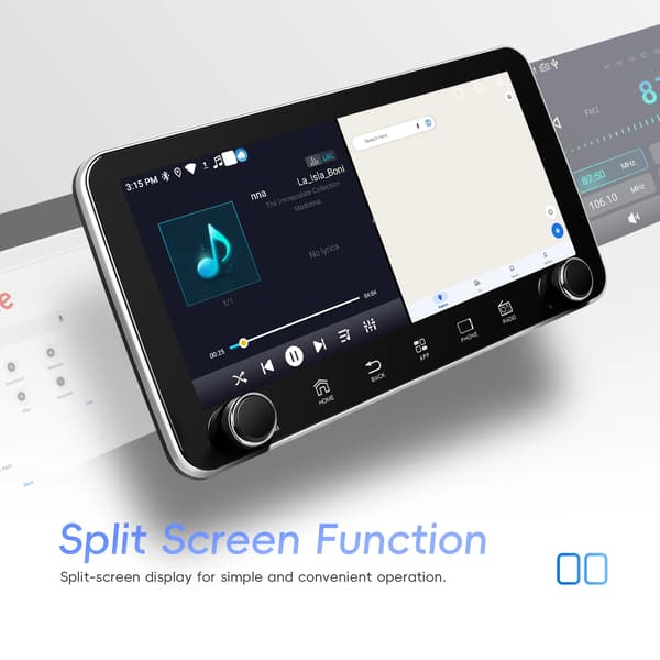 Android 2 DIN bilradio - CarPlay GPS navigation - 26,4 cm touchskærm - 2GB RAM 64GB ROM - Split screen - RDS