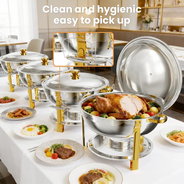 Buffetvarmer - Chafing Dish sæt - 4-pak - 8 QT - Rustfrit stål - Til catering, fest og bryllup
