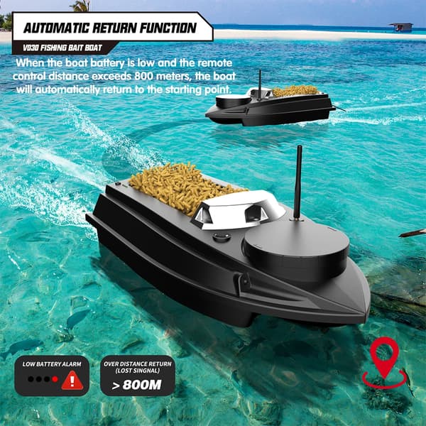 Foderbåd til karpefiskeri - V030 agnbåd - Basisversion - ABS - 12 V - Stor model