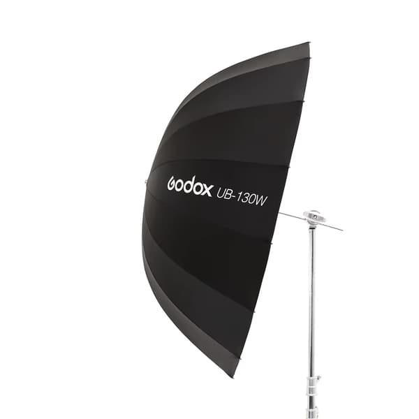 Paraplyreflektor - UB-130W - 130 cm - Hvid/sølvreflekterende - Med diffusorovertræk - Til studiebelysning