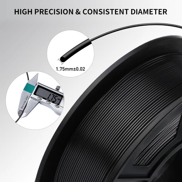 PLA filament - FDM 3D-printer - 10 kg storpakke - 3D-printmateriale - Sort