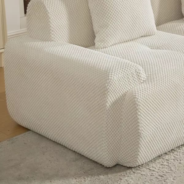 Modulär kompressionssoffa - 2-sitssoffa - Chenilletyg - 30D elastiskt skum - Halkfri undersida - Modern stil - Beige