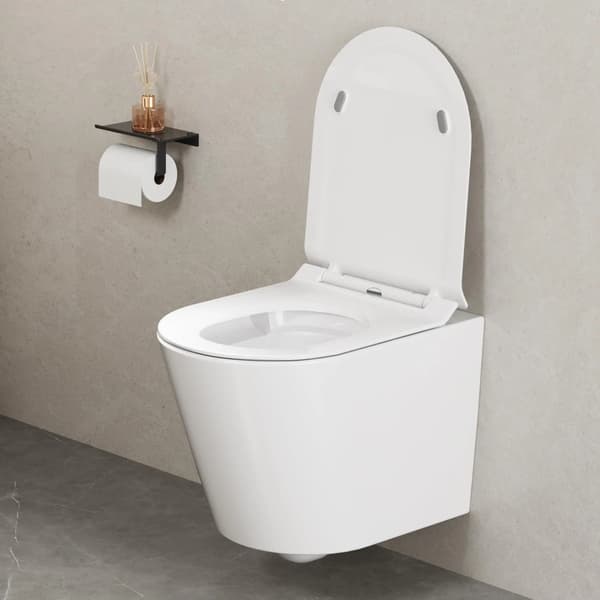 Toiletsæde - Lille D-form - Soft-Close - Quick-Release - PP-plast - Hvid