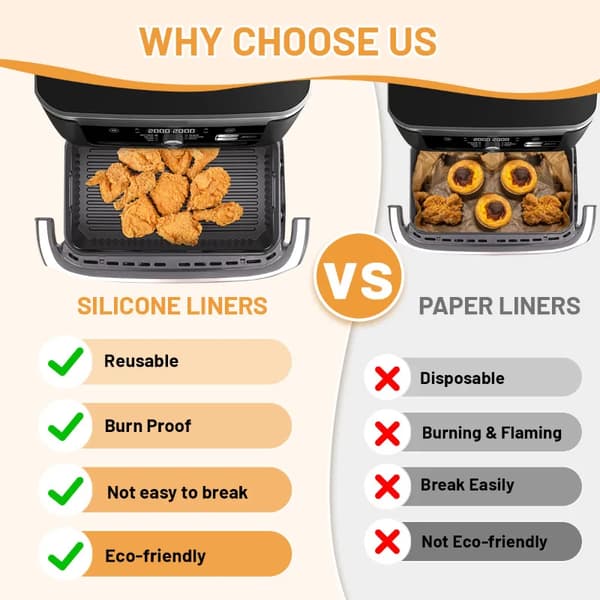 Silikoneforme til airfryer - Bageforme - 3 dele - Miljøvenlige - Til gratin