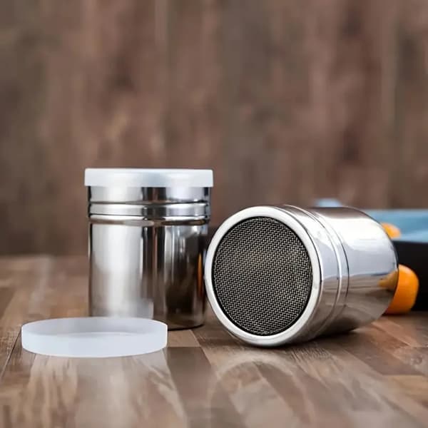 Pulversigte til kaffe og bagning - Rustfrit stål - Med låg - 2 dele