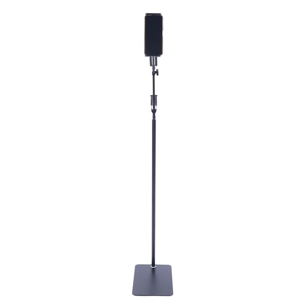 iPad/Tablet Gulvstativ - Højdejusterbart Stativ - 12–18 cm Klemområde - Til Tablet & Telefon - Sort