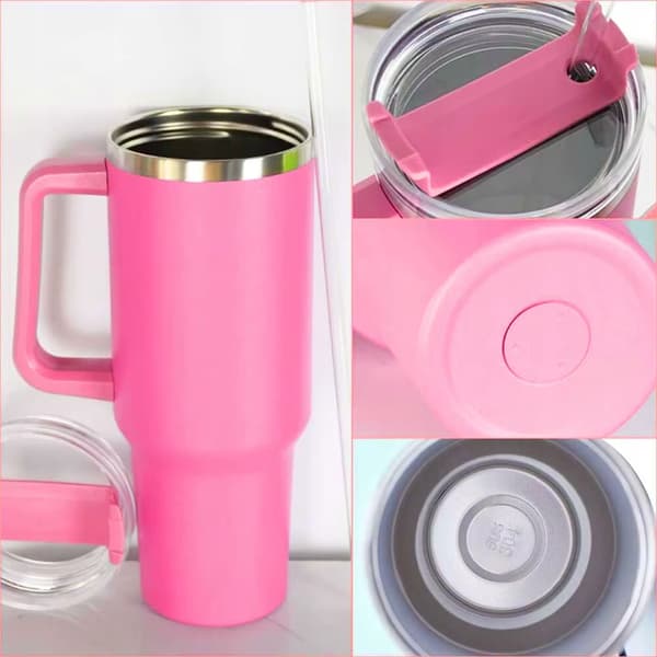 Termosmugg - Stor modell - 1,2 l - Värmeisolerad - Rosa