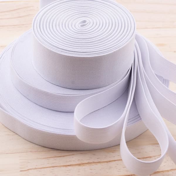 Elastisk Bånd - Strikket Elastikbånd - 25 mm Bredde - Polyester - Høj Elasticitet - DIY Sytilbehør - Hvid