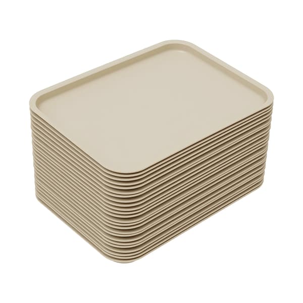 Serveringsbrickor - Kantinbricka - 24-pack - PP-plast - 34×24 cm - Rektangulär - Diskmaskin & Mikro - Värmetålig 120°C - Mörk khaki