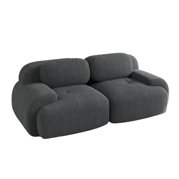 2-sits soffa - Modern loveseat - Manchesterklädsel - Böjda armstöd - Halkfri undersida - Högelastisk stoppning - Grå