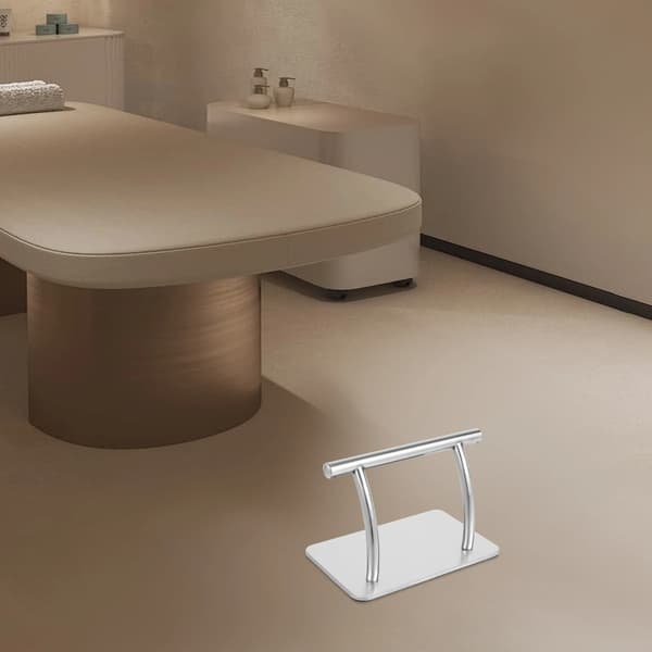 Fodstøtte til barberstol - reservedel - 201 rustfrit stål - 30 x 19 cm - til montering - sølv