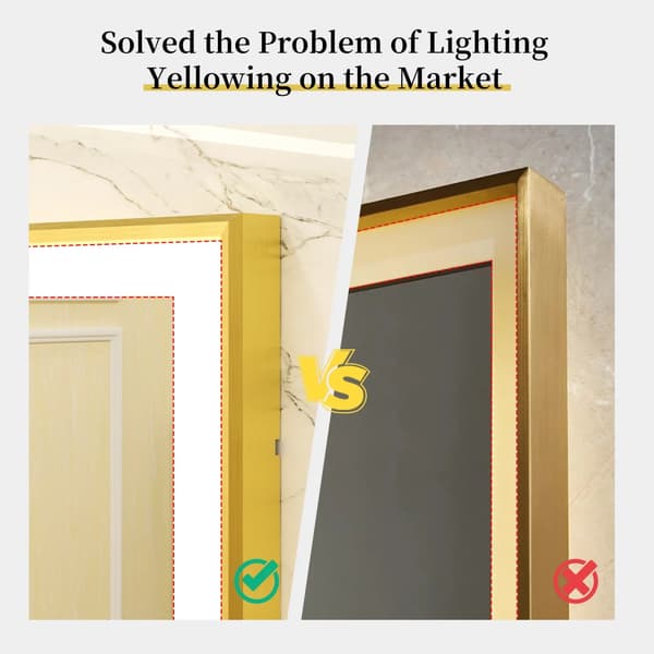 LED badrumsspegel - Rektangulär väggsminkspegel - 100x60 cm - Frontbelyst dimbar 3 färger - Imfri - Guld ram
