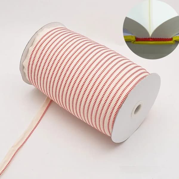 Kapitalbånd bogbinding - Bogbindingsbånd - 3 m længde - Bredde 1,5 cm - Polyester bomuld - Til hardback bøger - Rød