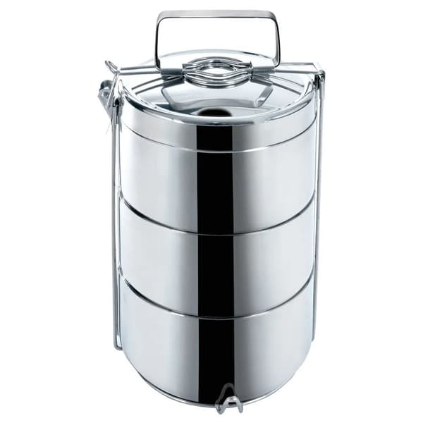 Termisk madkasse i rustfrit stål - 3 Lag - 3 x 900 ml - Sølv