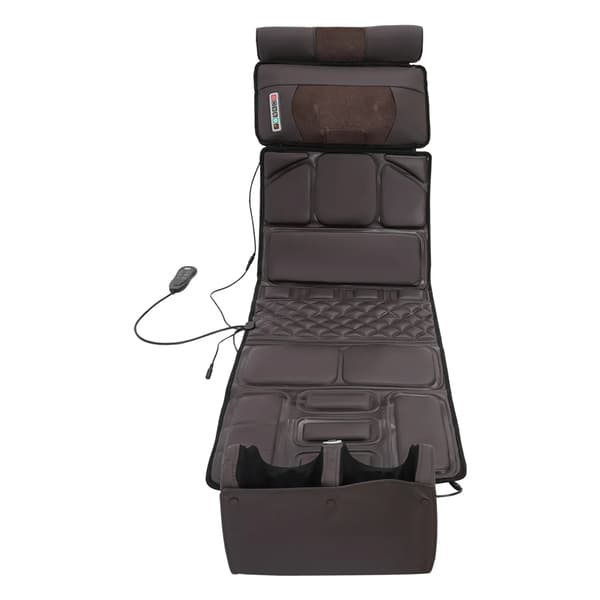 Massagepude - Til hele kroppen - 36W DC 12V, Læder, 9 Programmer, 9 Intensiteter, Timer 10/20/30 Min, EU‑stik - Rødbrun