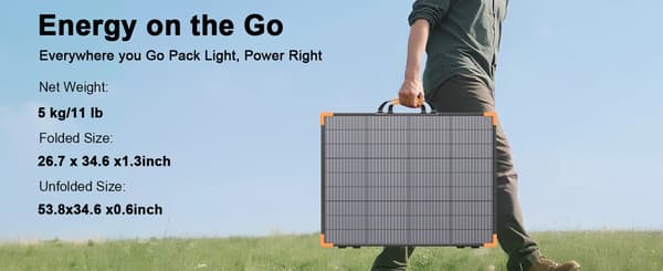 Bærbart solpanel 200W - Sammenklappeligt monokrystallinsk solcellepanel - 2 paneler - 24% effektivitet - ca. 138 x 90 x 2 cm - Til camping