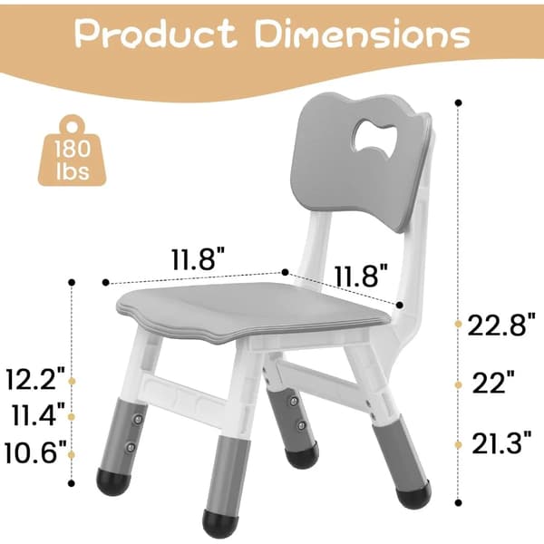 Barnstolar - Ergonomiska barnstolar - 2-pack - Plast - Utan dyna - Ej roterbara - Ljusgrå