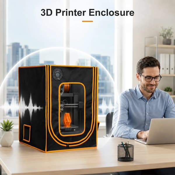 3D-printerkabinet - 3D-printerkappe - LED-belysning - Konstant temperatur - 52 x 60 x 72 cm - Sort