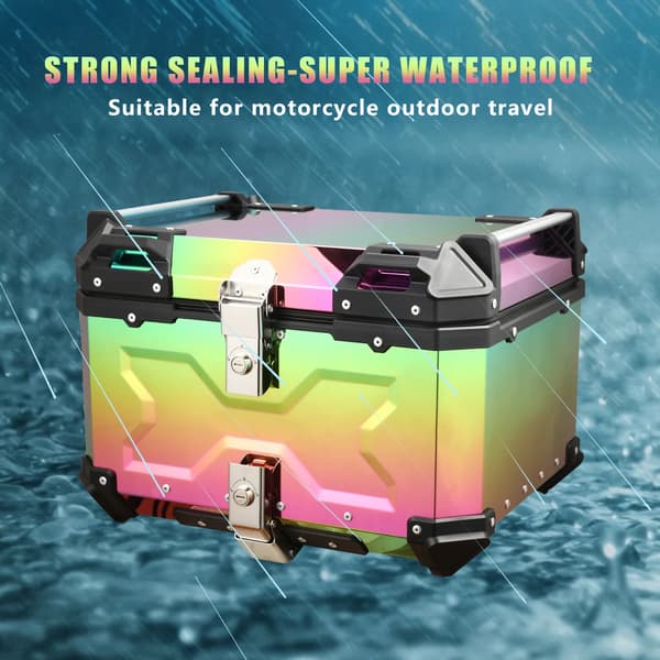 MC Topbox - 65 l Topcase - Vattentät, Hjälmlåda, Bagagebox, PU-läderfoder, Universell passform