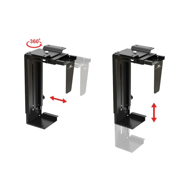 Lodret computerholder - MC-713B - Montering under skrivebord - Sort