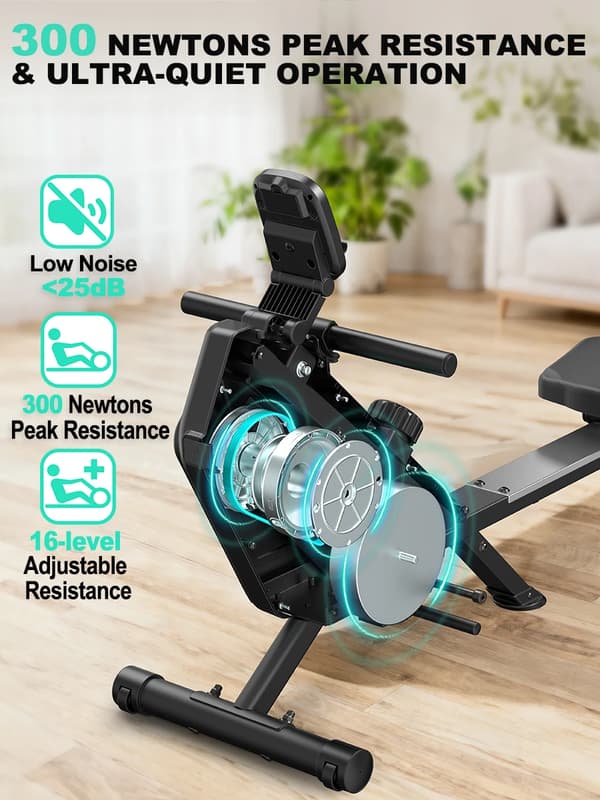 Romaskine - Magnetisk model - Justerbar modstand - LCD-display - Bluetooth - Til hjemmetræning