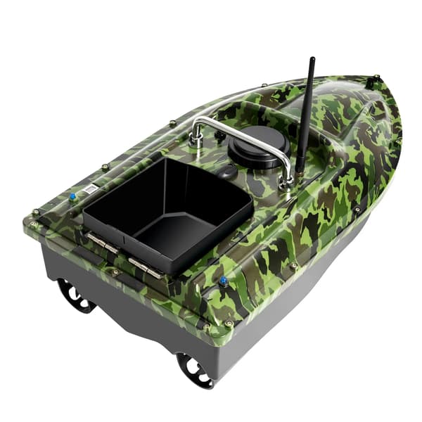 GPS fiskefoderbåd - RC agnbåd - Automatisk foderudlægger - Rækkevidde 500 m - ABS og rustfrit stål - Camouflagefarve