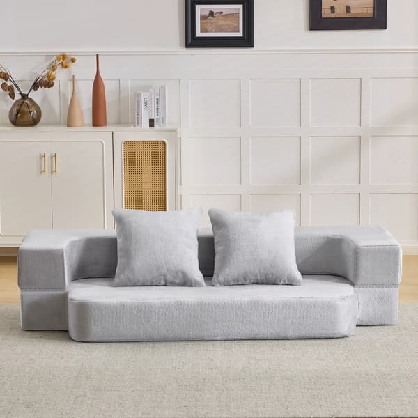 Konvertibel sofa - L-formet 2-personers sofa - Moderne design - Ingen montering - Skumpolstring - Lysegrå