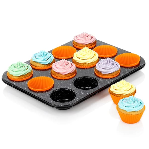 Muffinform - Granitbelagt metal - 13 rum - Sort