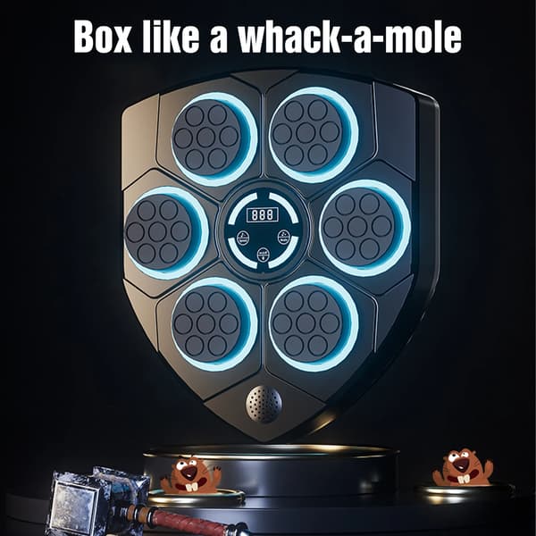 Smart boxningsmål - Elektronisk reflexträning - Musik - Bluetooth - Väggmonterad - Boxningssäck - Svart