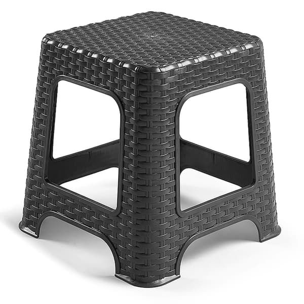 Plaststolar med rottingdesign - Modell Rattan - 4-pack - Mörkgrå