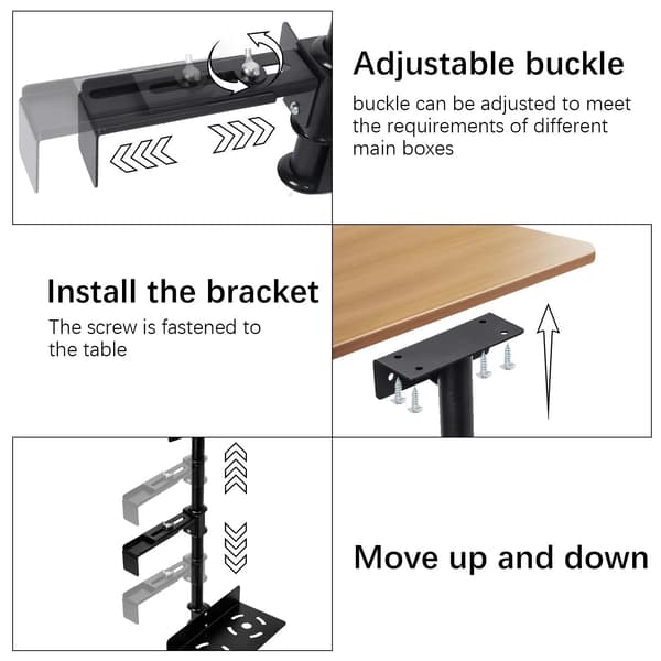 Universal PC-holder - CPU-holder til under skrivebord eller væg - Roterbart beslag - Til computere over 50,8 cm - Sort