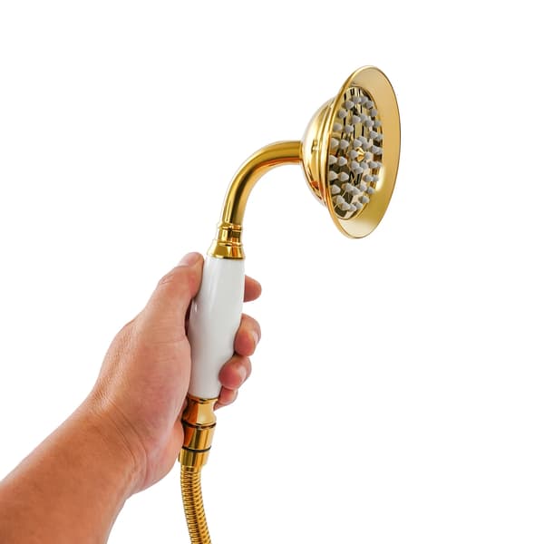 Badekarshane - Vægmonteret Blandingsbatteri - Håndbruser - Dobbeltgreb - Messing - G1/2 - Guld