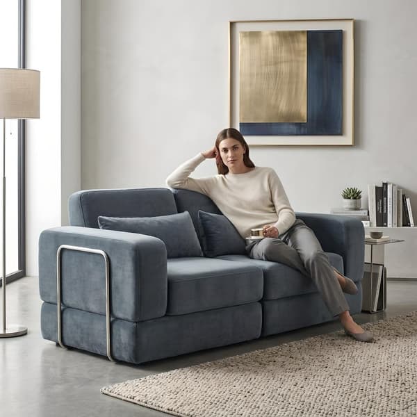 Foldesovesofa - Modulær L-formet design - 4-i-1 - 1,8 m - Puderyg - Mørkeblå