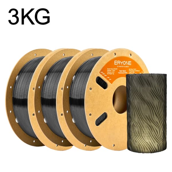 PETG-filament til 3D-printere - Hyper Speed Translucent - 3 kg - Grå - Solid - Kompatibelt med FDM-printere