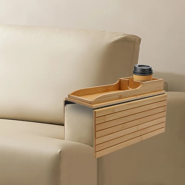 Bambu soffbricka - Rektangulär soffbricka/serveringsbricka - 41,5 × 34 cm - Hopfällbar - Antik look - Neoklassisk stil - Träfärg