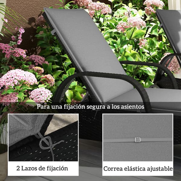 Solstolsdynor 2-pack - För fällbara solstolar - Mått 193×58×6 cm - 100% Polyester - Fiberfyllning - Grå