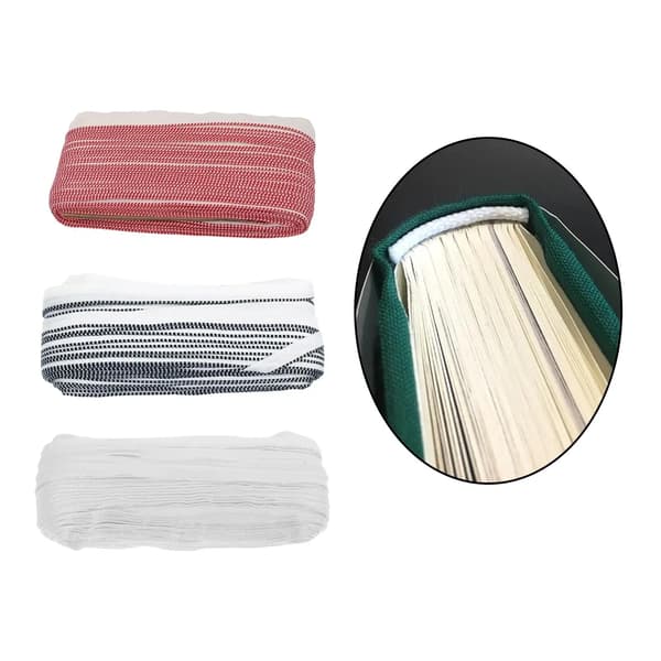 Kapitalband bokbinding - Bokbindarband - 3 m längd - Bredd 1,5 cm - Polyester bomull - För hårdbundna böcker - Röd