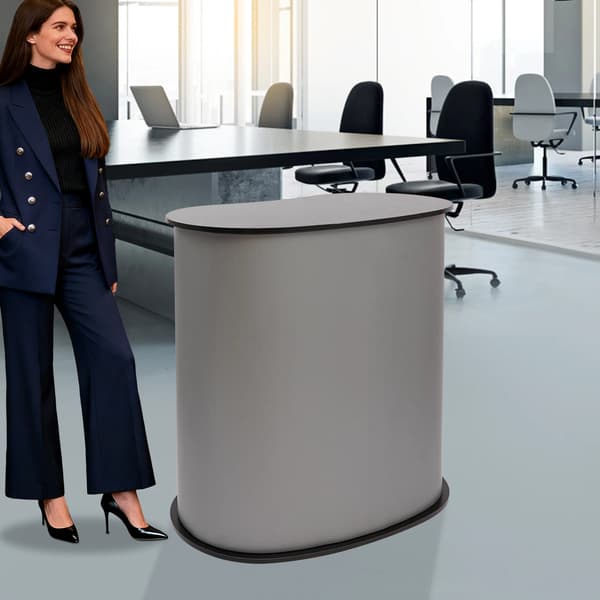 Gulvstående Talerstol / Receptiondisk - Foldbart Skrivebord - Samle-Selv - Plaststel - 40x90x90 cm - Sort