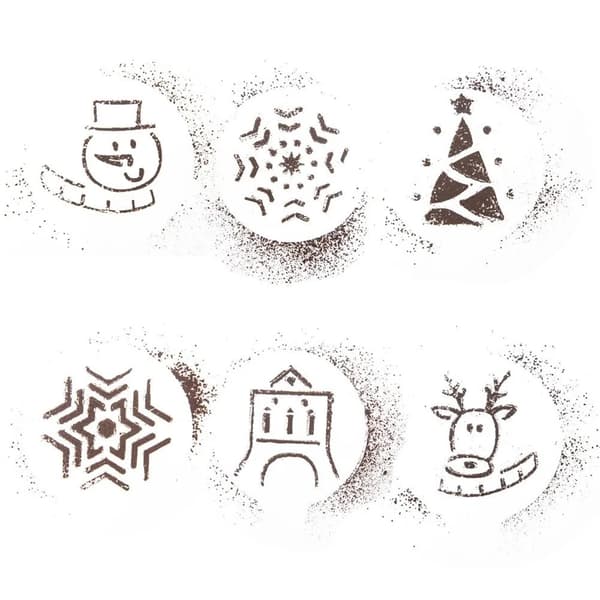 Stencils til kaffe og desserter - 6–8 dele - Plast - Hvid