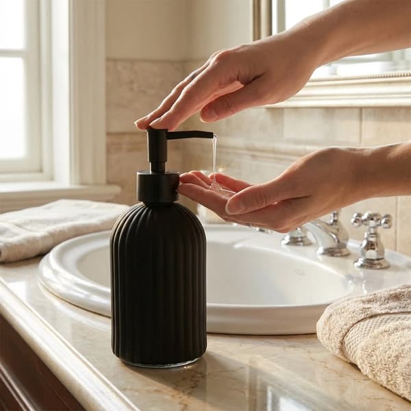 Sæbedispenser - Glas - 400 ml - Sort
