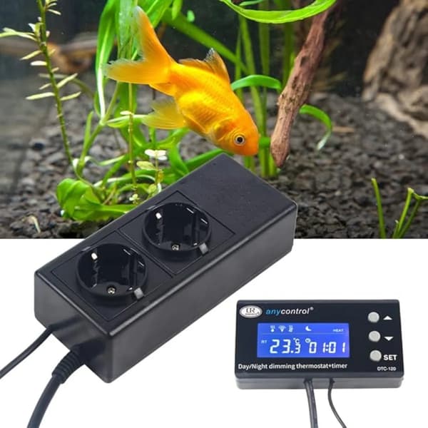 Akvariumkøler - Temperaturregulator til akvarium - Justerbart område 0–50°C - LCD-display - Sort