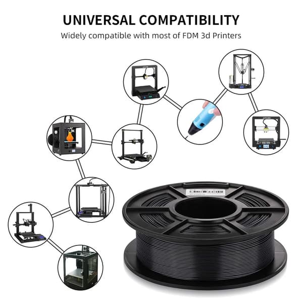 PLA filament - FDM 3D-printer - 10 kg storpakke - 3D-printmateriale - Sort