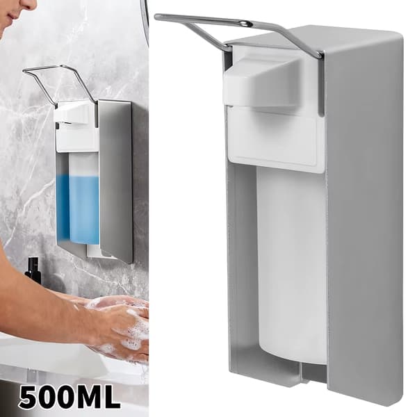 Flydende sæbedispenser - Håndsæbedispenser - Vægmonteret - Manuel pumpe - 500 ml - Metal - Montering uden boring