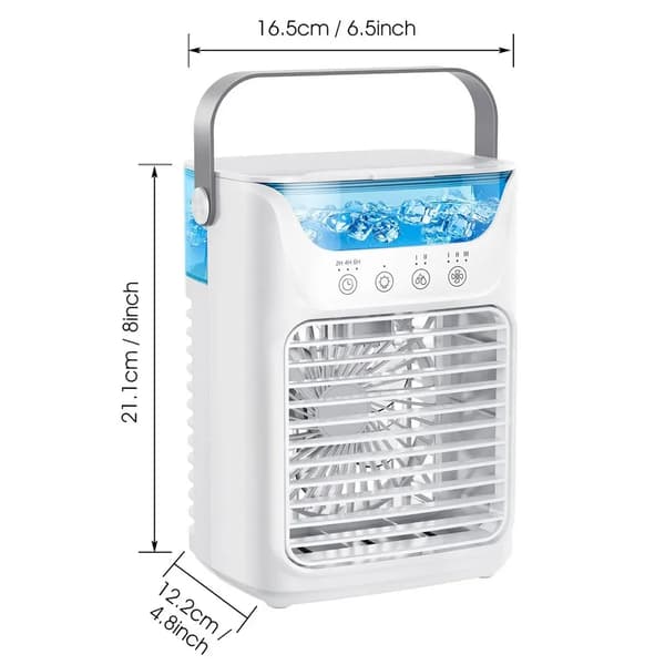 Bærbar Luftkøler - Mini Skrivebordsventilator - Luftfugter - Vandtank - USB 5 V - Kun Køling - Hvid