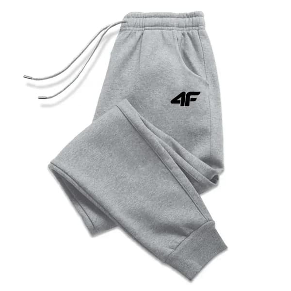 Herr sweatpants - joggingbyxor - Polyester - Elastisk Midja - Med Fickor - Höst Vinter - Storlek 4XL - Grå