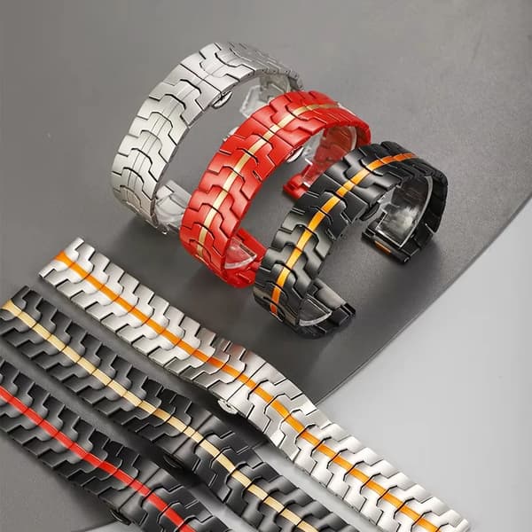 Urrem i rustfrit stål - GT4 46 mm - Spænde - Sort-orange
