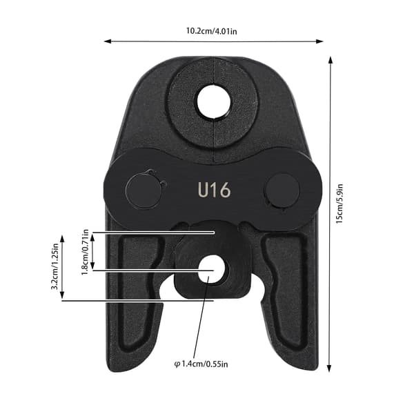Presskäft U16 - Pressback för rörkopplingar - För kompositrör 16 mm (1,6 cm) - U-profil